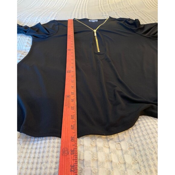 JM Collection Black Blouse Plus Size XXL Top  + Stretch Gold Zipper Pullover - Picture 10 of 11